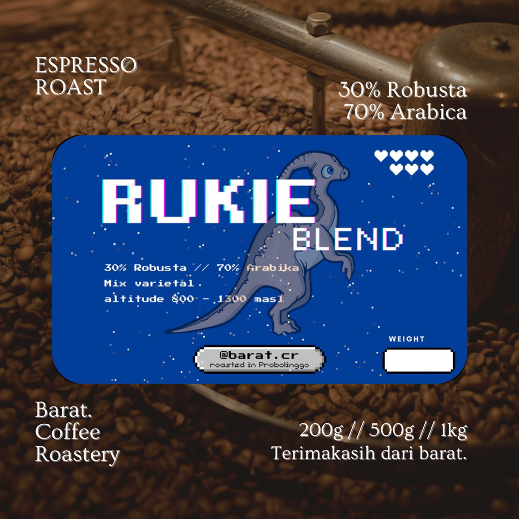Espresso Rukie blend 30R:70A - biji kopi atau bubuk kopi