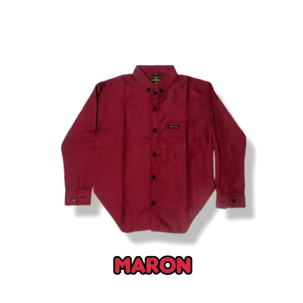 Kemeja Anak - Anak Motif Polos Lengan Panjang  Couple