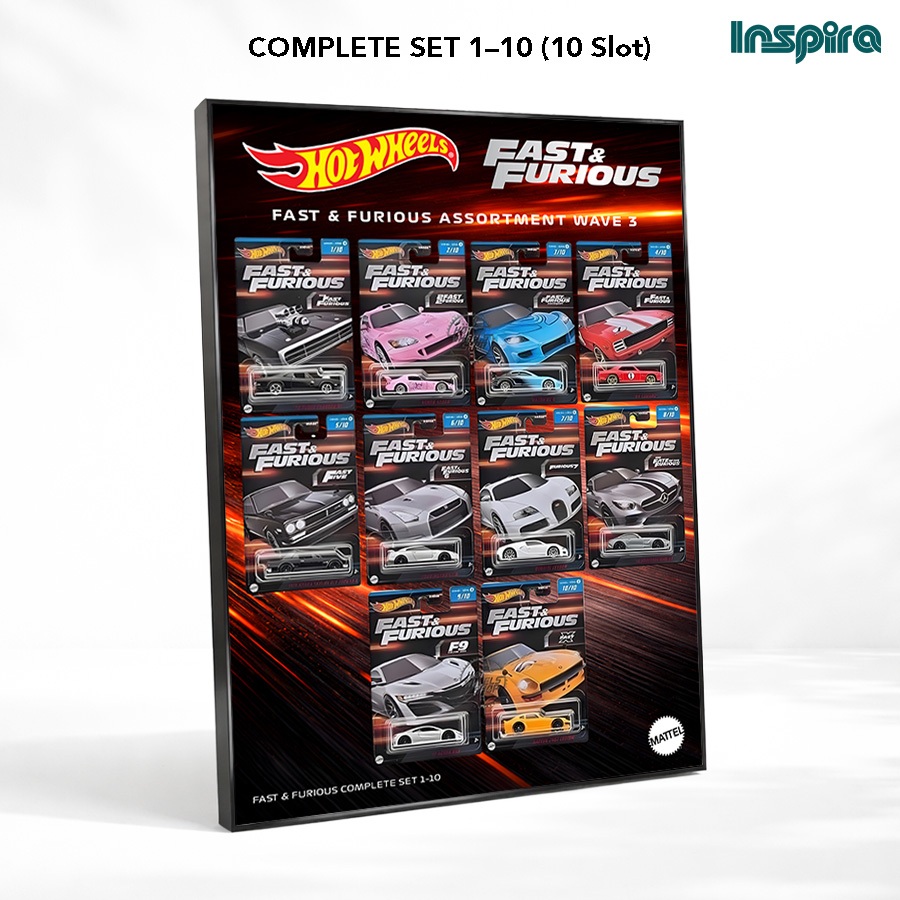 Inspira Display Poster Frame Hot Wheels 10 Slot FF Wave 3 Automotive Wall Art Hiasan Dinding