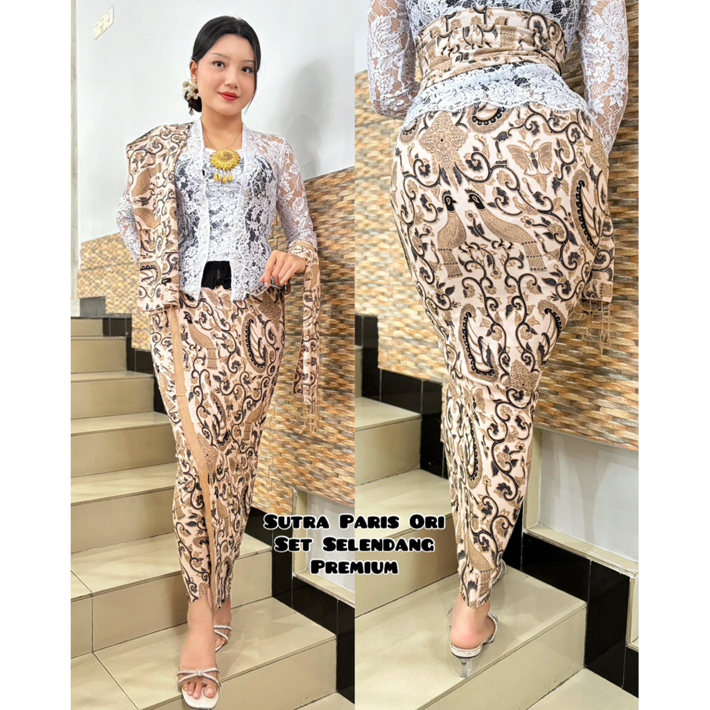 Kamen sutra paris ori set selendang  / sutra paris set selendang / sutra paris