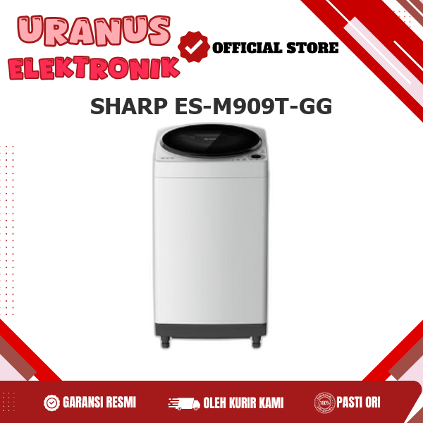 SHARP ES-M909T-GG Mesin Cuci 1 Tabung 9Kg White M909T