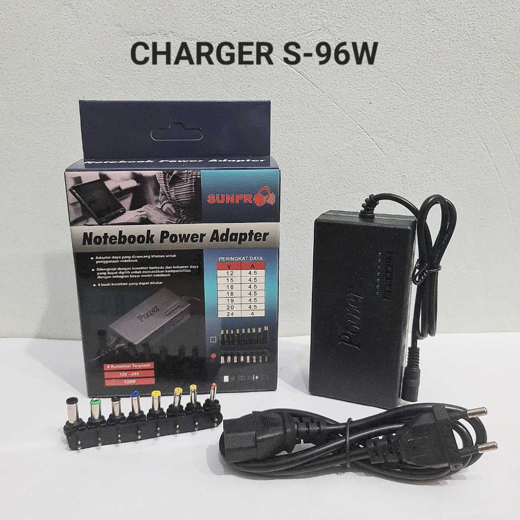 Adaptor / Adapter Charger Laptop Universal 8 Jack 96w SUNPRO S-96W S96W
