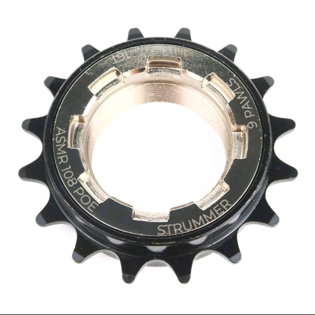 Freewheel Gir Gear Kriwil Strummer ASMR 108 POE 9 Pawl 16T 1 Speed Black Chrome Jangkrik Untuk Fixie