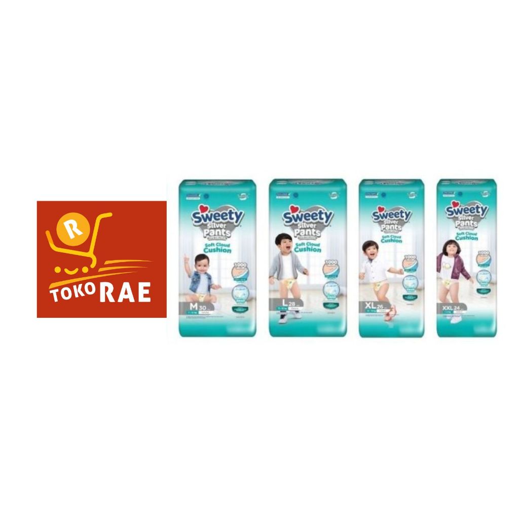 POPOK CELANA SWEETY SILVER PANTS PAMPERS CLOUD SOFT JUMBO PACK M60 L54 XL44