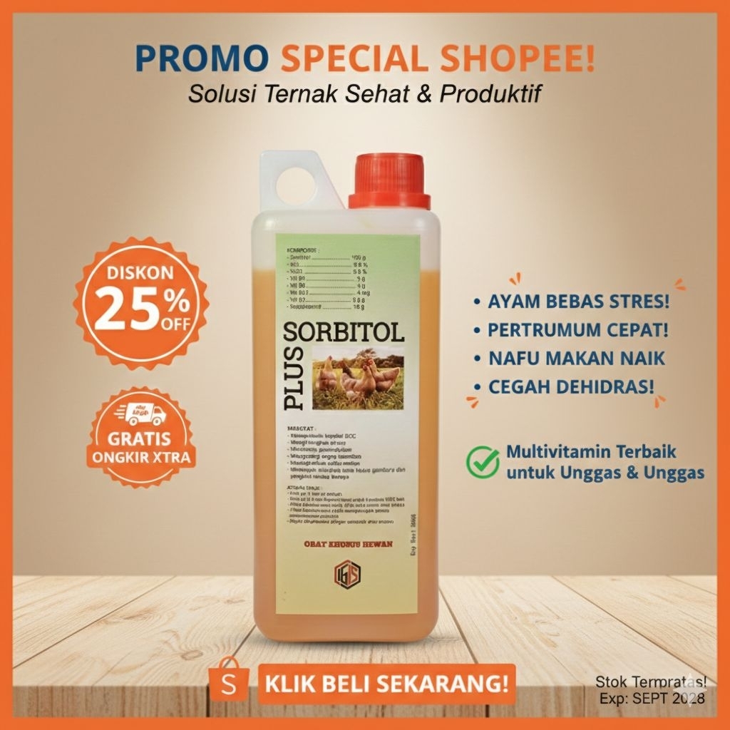 PLUS SORBITOL - Rahasia Ternak Sehat, Anti Stres & Nafsu Makan Tinggi