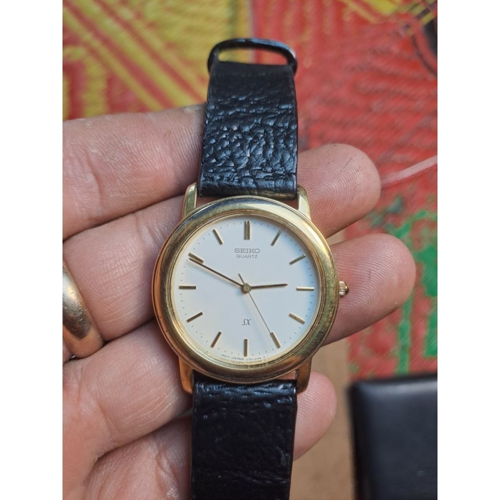 jam tangan second seiko quarts gold plated