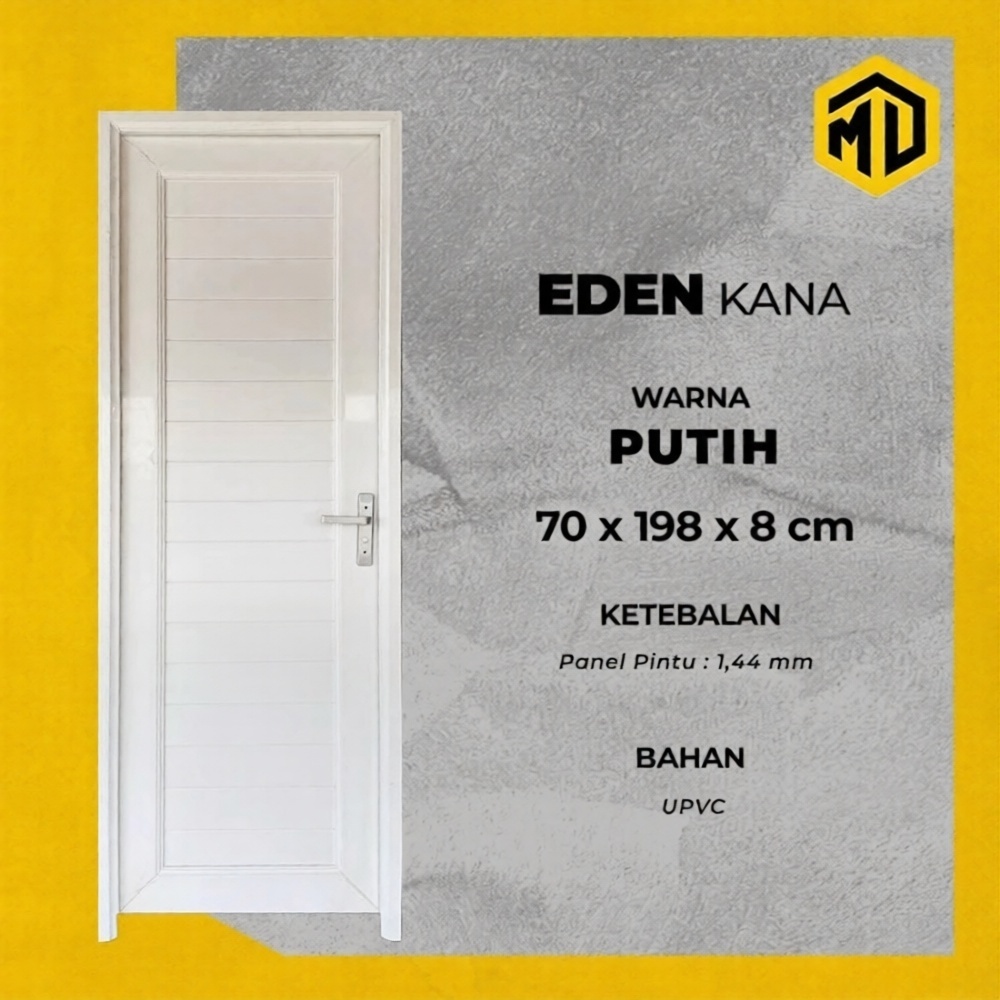 Pintu Kamar Mandi/Pintu Toilet Bahan Tebal Upvc Eden KANA Full Panel