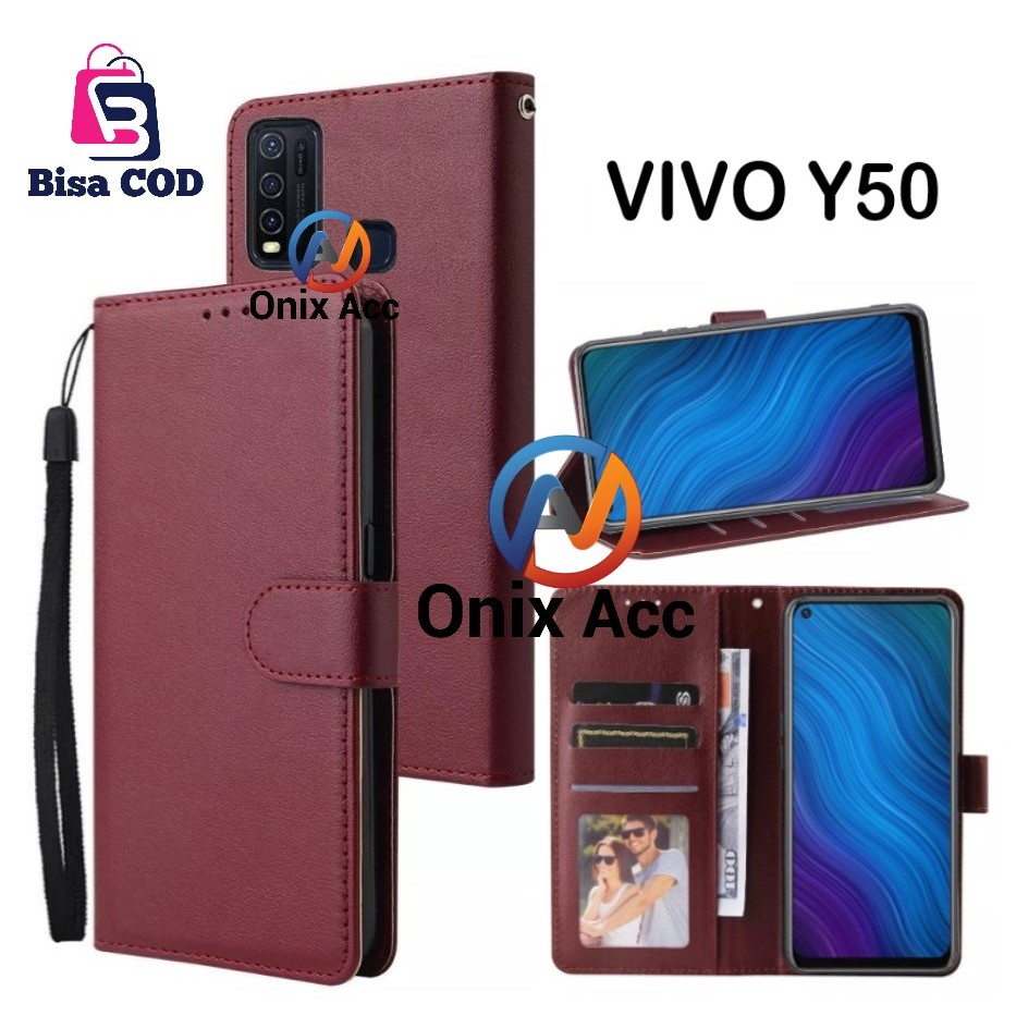 Casing VIVO Y50 Flip Case Dompet Standing