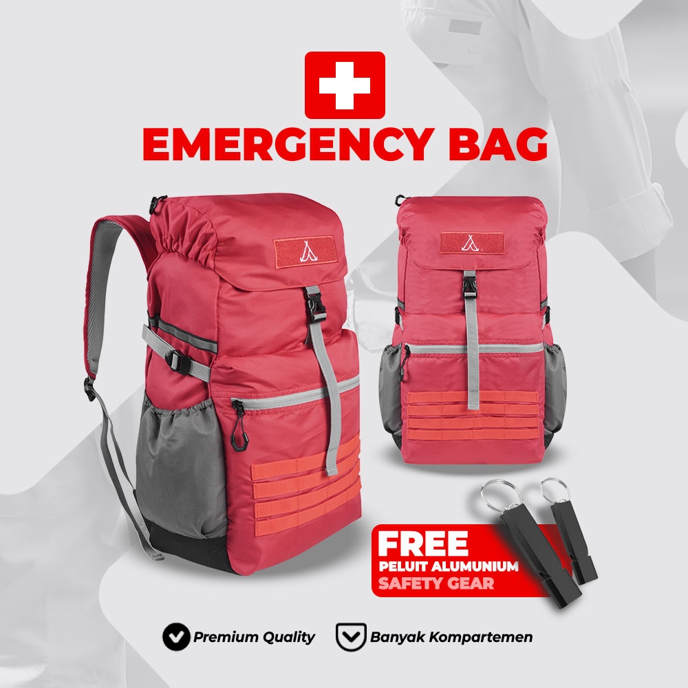 Emergency Bag Ransel Backpack Bencana Alam Survival Kit P3K 72 Jam-ATVA Fortis Peak Lite Series Red 