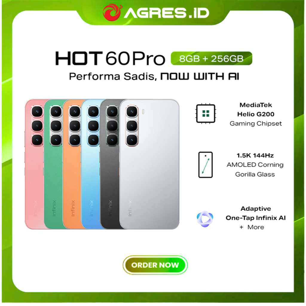 Infinix Hot 60 Pro RAM 8/256GB - Helio G200 - 6.78 inch 144Hz AMOLED - 50MP - 5160mAh- NFC