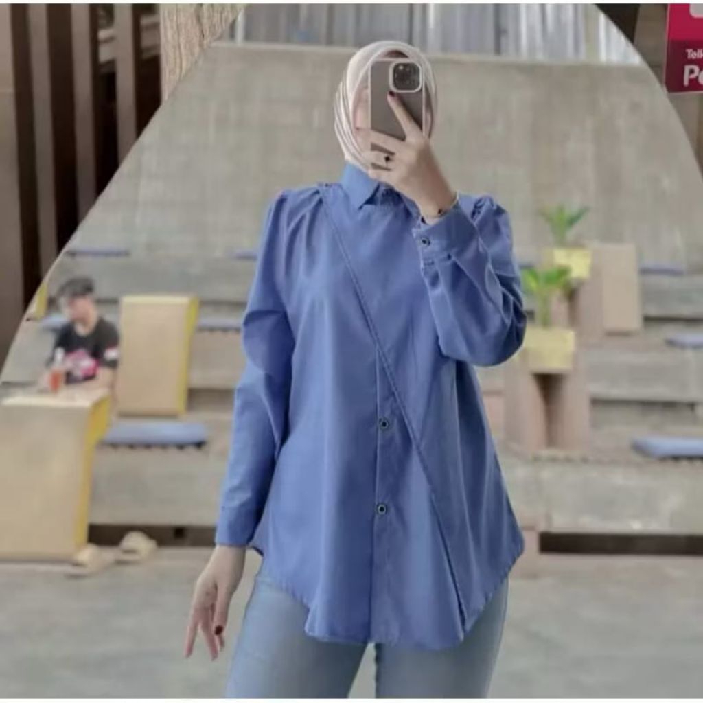 Kemeja wanita Jumbo Terbaru Bahan Katun Toyobo Size L XXXL