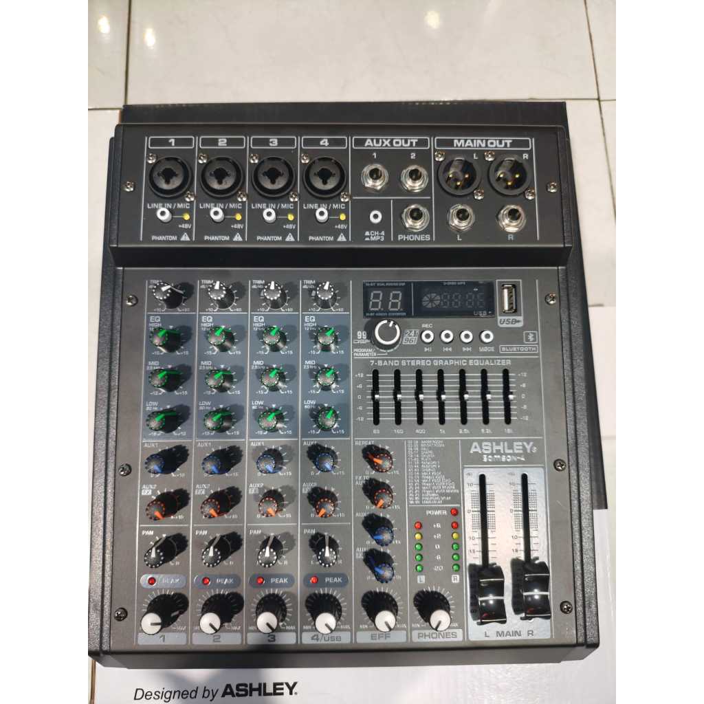 Mixer Audio Ashley Samson4 Samson 4 Original 4 Chanel Samson-4 USB Bluetooth Soundcard PC 3 Tone wit