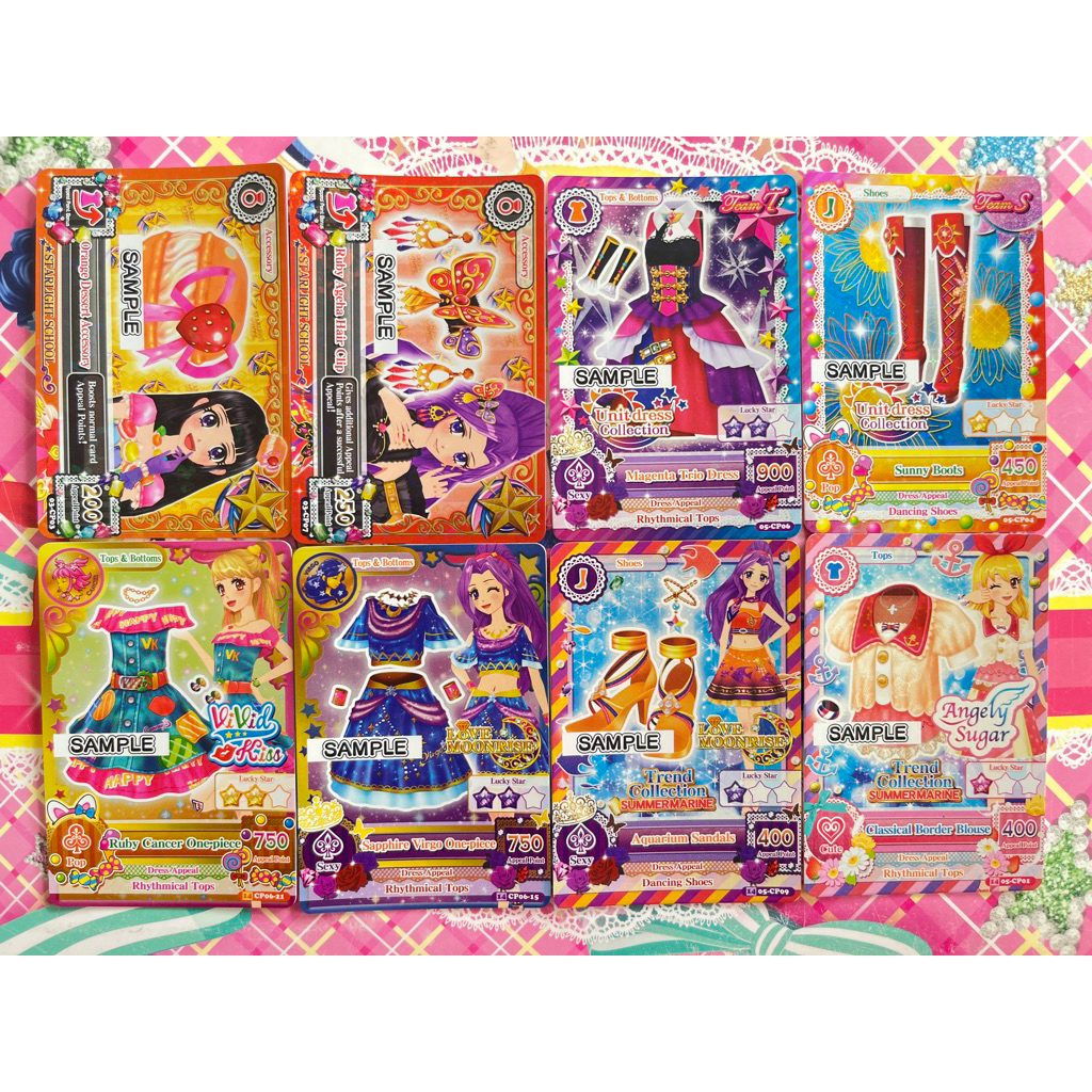 Kartu Aikatsu Sample Display Campaign Rare Magenta Trio Tristar Sunny Boots Ruby Ageha Mizuki Kanzak