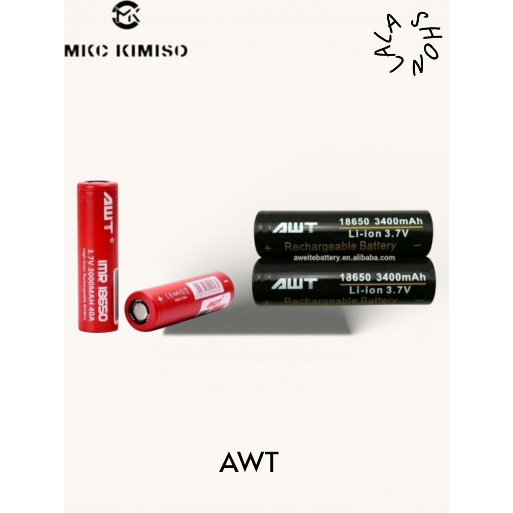 Baterai 18650 AWT 3000mAh 40A 3.7V IMR Rechargeable Battery High Drain Li-ion Original