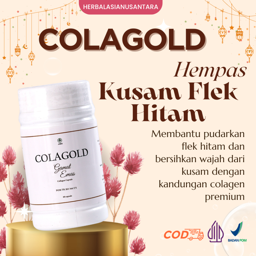 Colagold Kapsul | Suplemen Kolagen Herbal Atasi Flek Hitam dan Kulit Kusam | BPOM