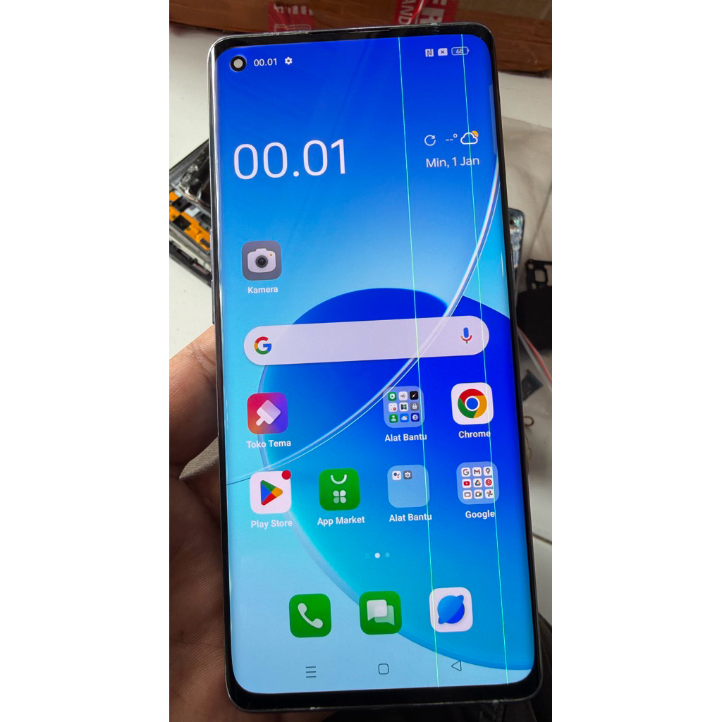 lcd touchscreen+frame oppo reno 6 pro 5G original copotan minus green line
