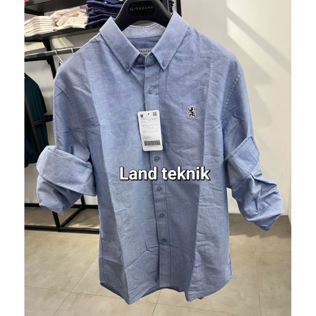 kemeja lengan panjang pria mini lion Blue giordano original