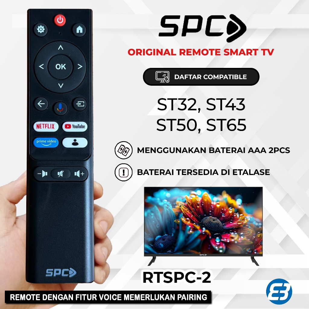 Remote Smart TV Android SPC ST32 ST43 ST50 ST65 No Voice