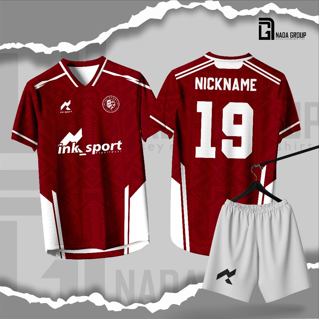 JERSEY CUSTOM SEPAK BOLA/FUTSAL MERAH PUTIH FULL PRINTING FREE CUSTOM NAMA DAN NOMOR PUNGGUNG