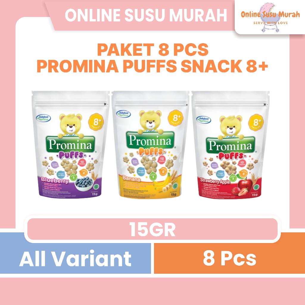 PROMINA PAKET 8 PCS PUFF 15 GR SNACK BAYI 8+ CEMILAN BAYI 15GR 8 + USIA 8 BULAN KE ATAS PRLA