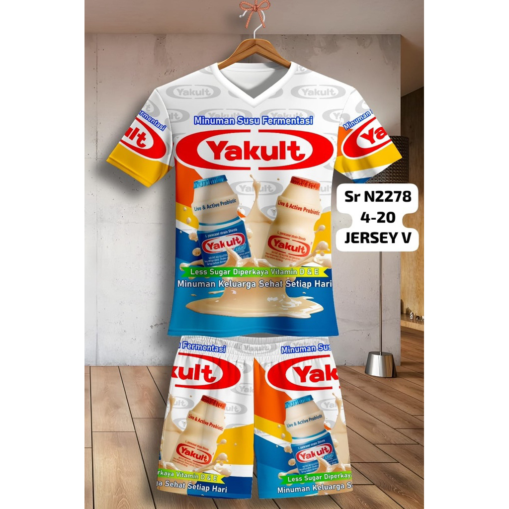 Setelan Anak Laki Laki Perempuan Motif Yakult dan Oreo Bahan Jersey V Premium Full Printing untuk us