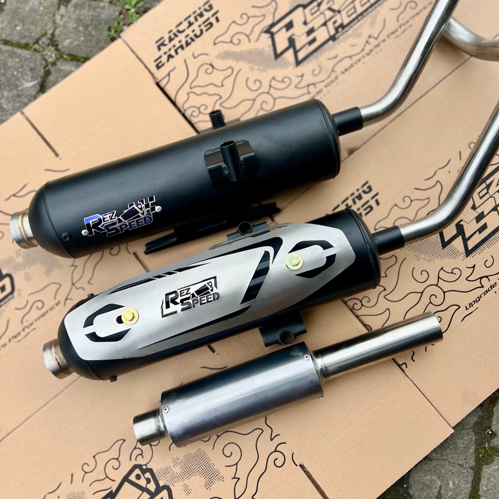 (KONDOMAN) Knalpot REZ SPEED Tipe SRV2 Fullset Moncong Shiroji Kimochi 155mm untuk Beat Vario 160 Mi