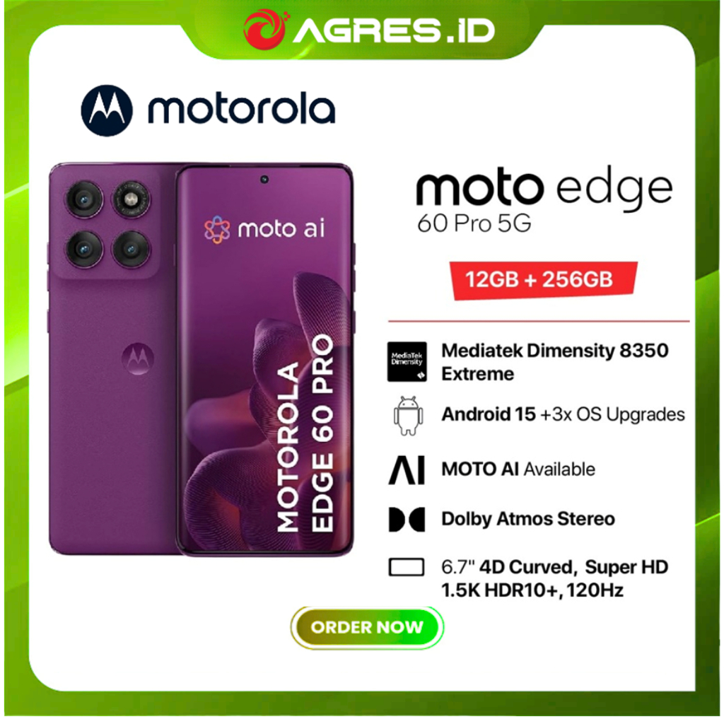 Motorola Edge 60 Pro 5G 12/256GB 19 Moto AI MTK Dimensity 8350 Extreme 6.7 inch HDR10  Pantone Curat