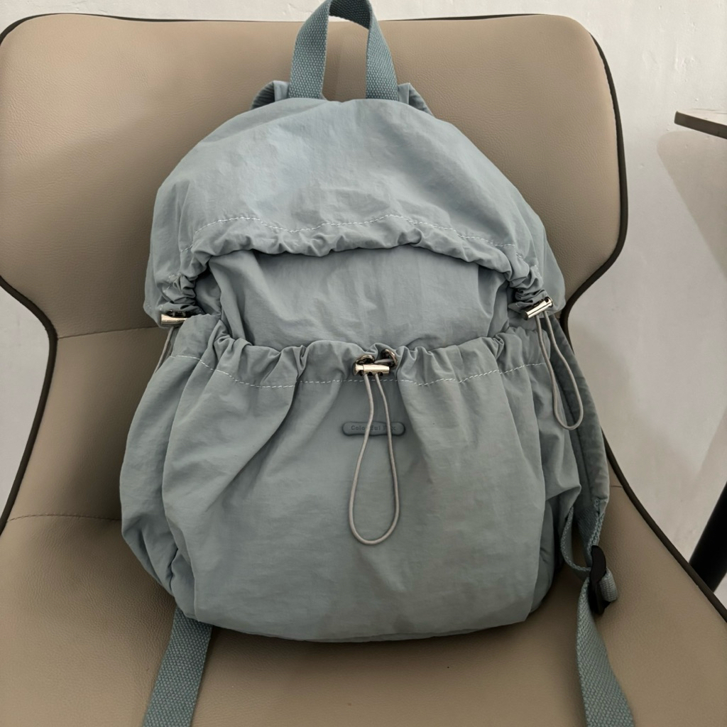 Colorful Fox Backpack Tas Ransel Nylon Soft Blue preloved