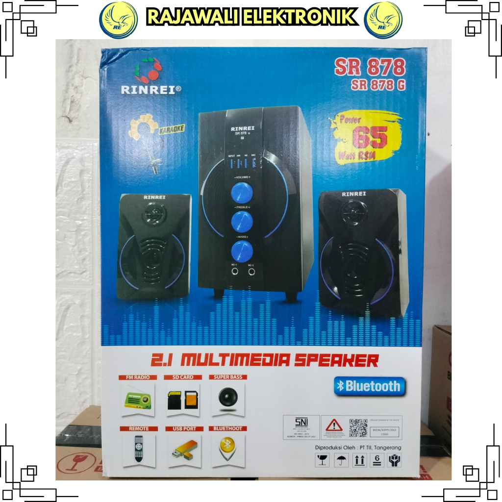 INSTANT Rinrei Speaker Bluetooth Karaoke SR-878G Bonus Mic 75W Subwoofer USB SD FM