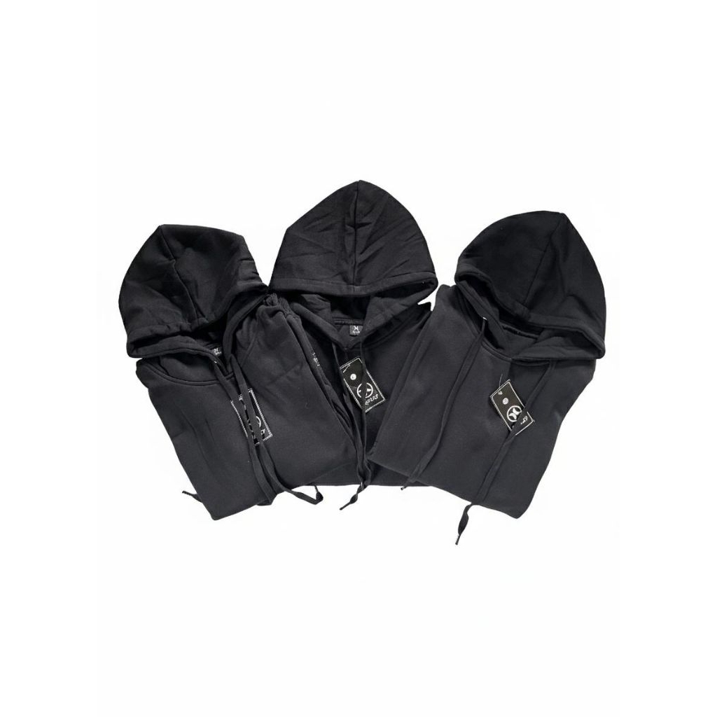 Hoodie Hitam polos Pria dan Wanita