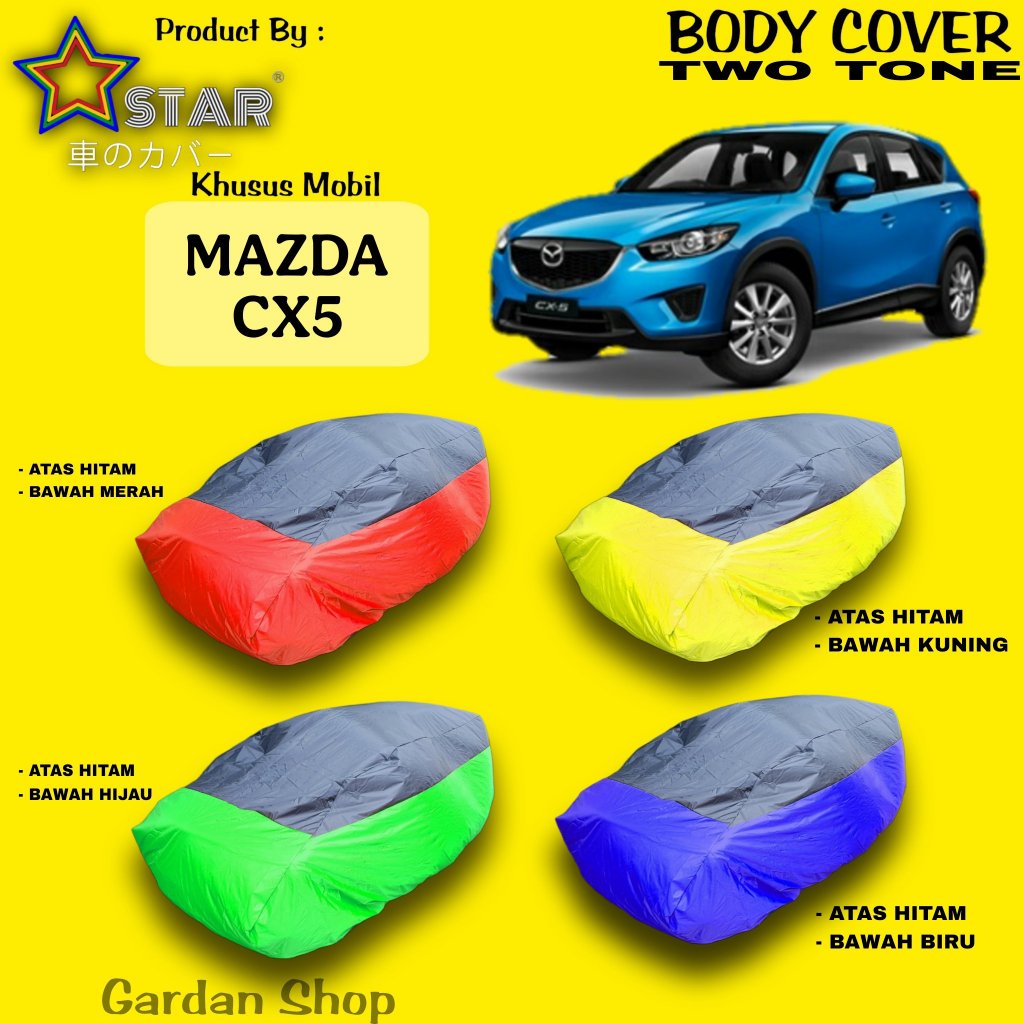 Sarung Mobil MAZDA CX5 Two Tone Hitam Kombinasi Warna Body Cover MAZDA CX5 Dual Colour Merah Kuning 