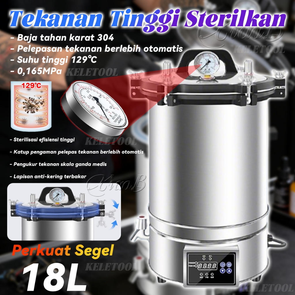 Basah Presto Autoklaf Retort Retort Machine Portable Steam Sterilizer Sterilisasi Uap Bertekanan Tin