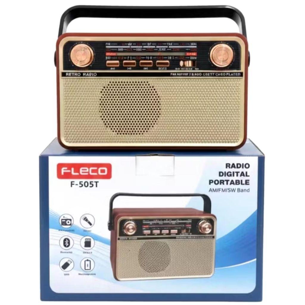 FLECO F-505T Radio Portable Jadul Bluetooth Speaker Radio