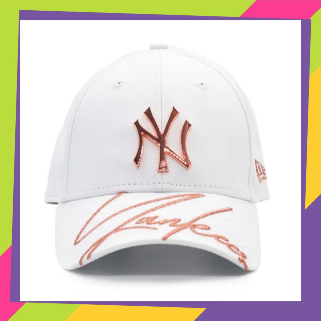 New Era - Rose Gold NY Metal Badge Visor Yankees Signature 9Forty White
