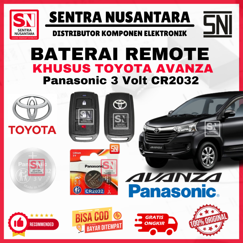 BATERAI REMOTE TOYOTA AVANZA ORIGINAL PANASONIC CR2032 | BATTERY REMOTE AVANZA TOYOTA KUALITAS BAGUS