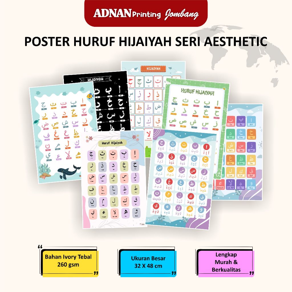 Poster Edukasi Anak Belajar Huruf Hijaiyah | POSTER HURUF HIJAIYAH | POSTER ISLAMI
