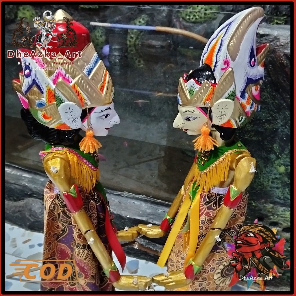 DheAzka_Art Rama & Sinta 50 cm Wayang Golek PK Plus Sepasang Elegan Siap Pajang Stand DheAzka_Art Ku