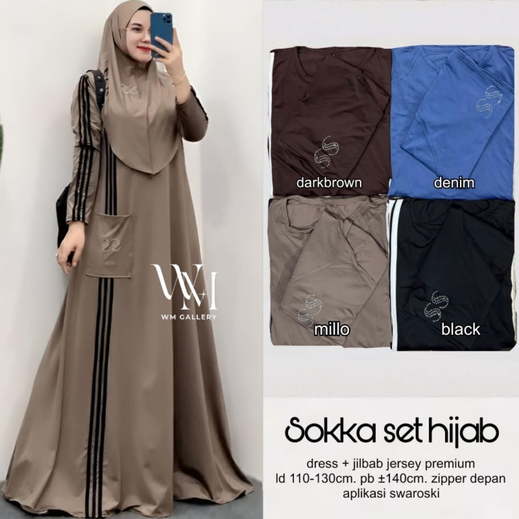 COD//SOKKA SET HIJAB //SET GAMIS HIJAB//SET SYARI//BAHAN JERSEY//GAMIS WANITA KEKINIAN BESTSELLER//O