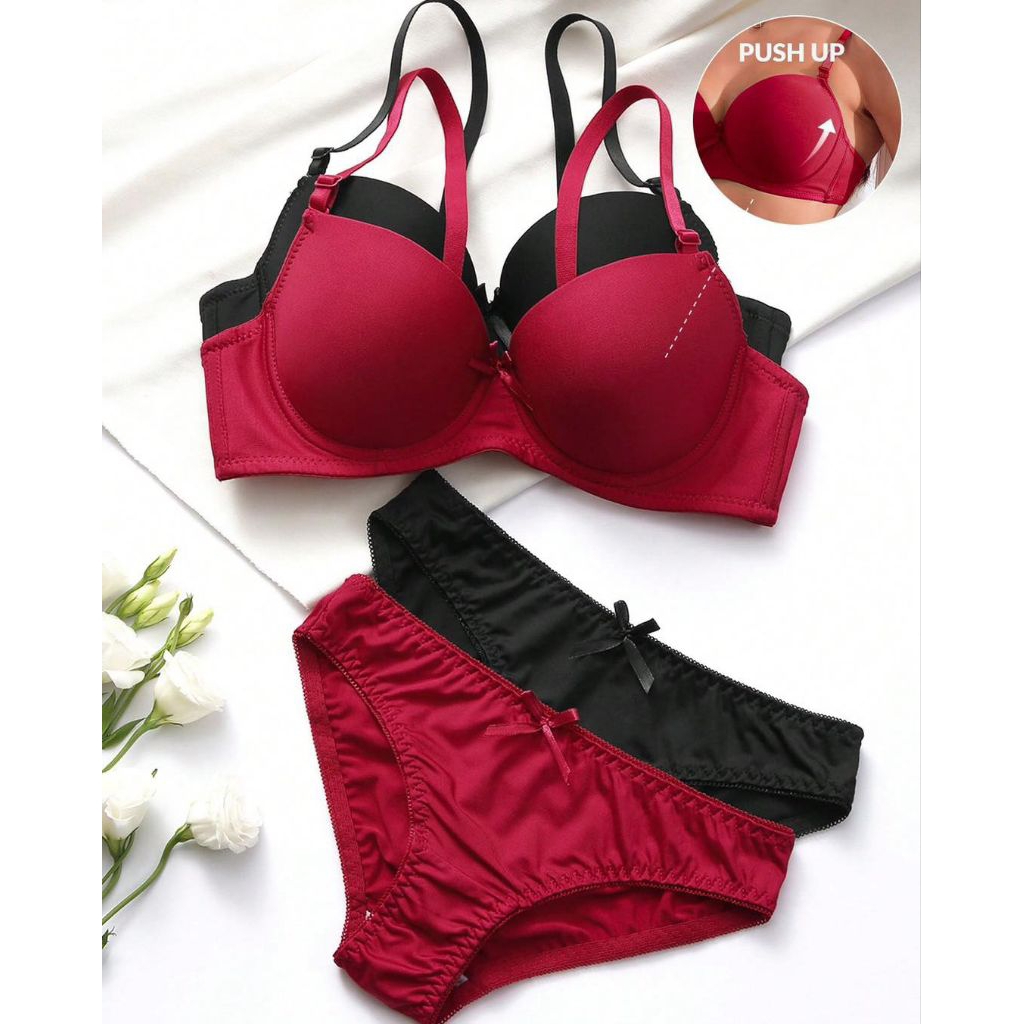 Bra Set Tanpa Kawat Super Soft Bh Set + CD Celana Dalam Setelan Pakaian Dalam Wanita Set Bra Wanita 