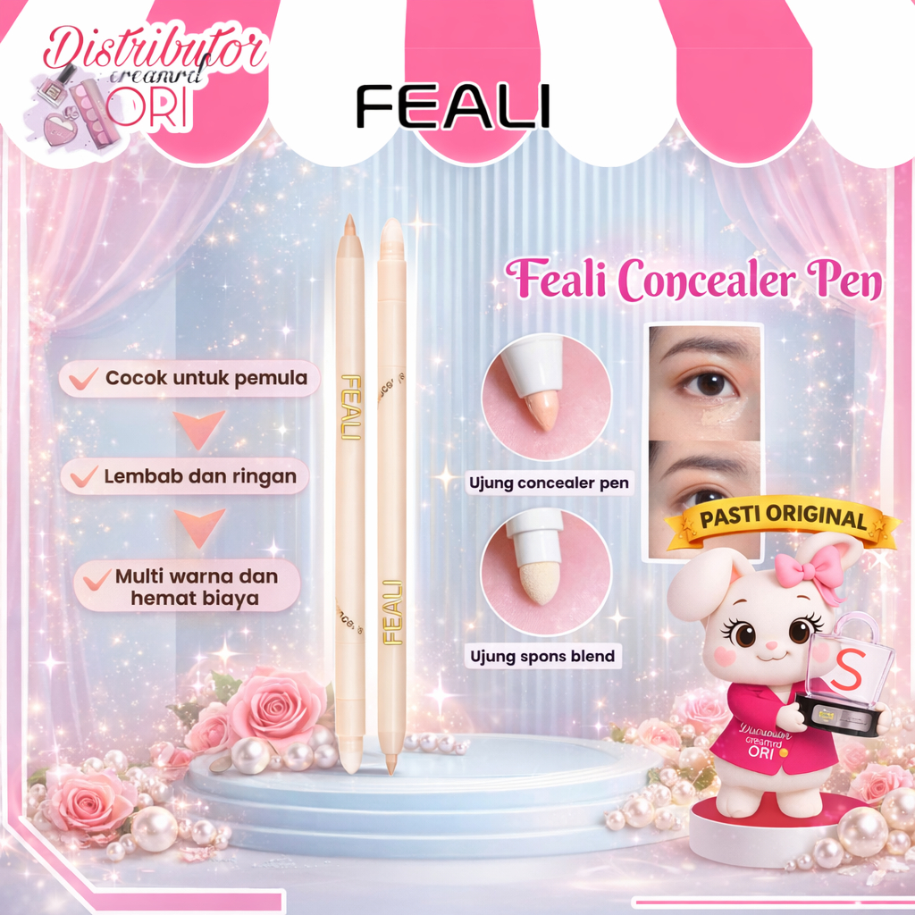 [BPOM] FEALI Concealer Pen + Spons Eye Pencil Concealer Stick Pen Full Cover Waterproof / Beauty Con