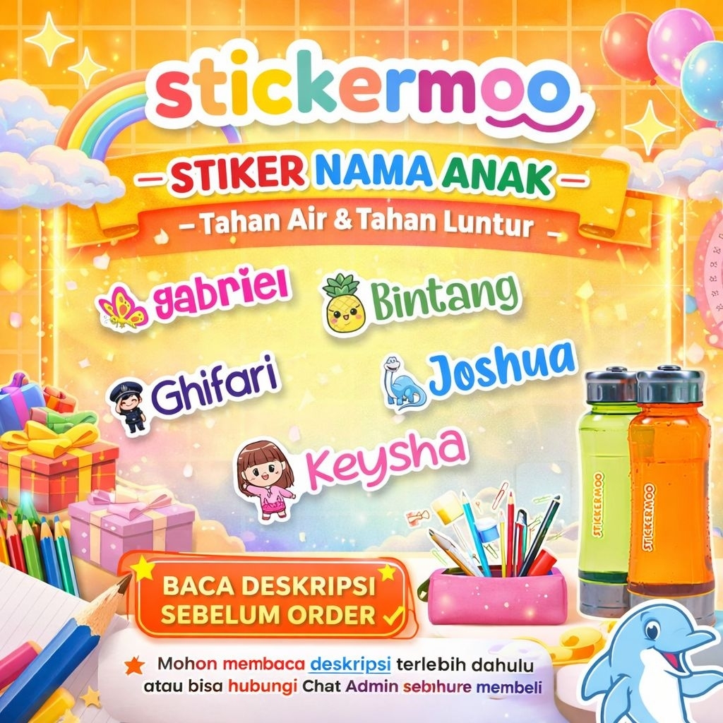 STIKER LABEL NAMA ANAK WATERPROOF | STIKER BAJU NAMA CUSTOM