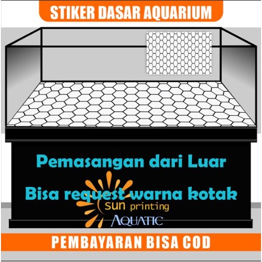 Stiker Lantai Dasar Akuarium putih Hexagonal