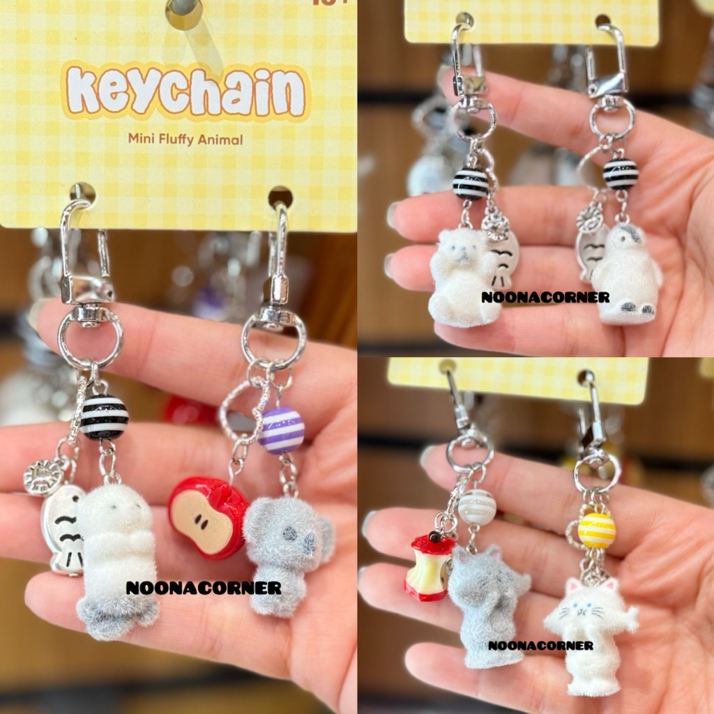Miniso Toys‼️ Gantungan Kunci / Bag Charm / Keychain PVC Mini Fluffy Animal Couple Series (Duo Kitte