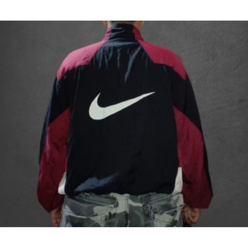 jacket windbreaker vintage 90's Nike Big Swoosh  blok colours