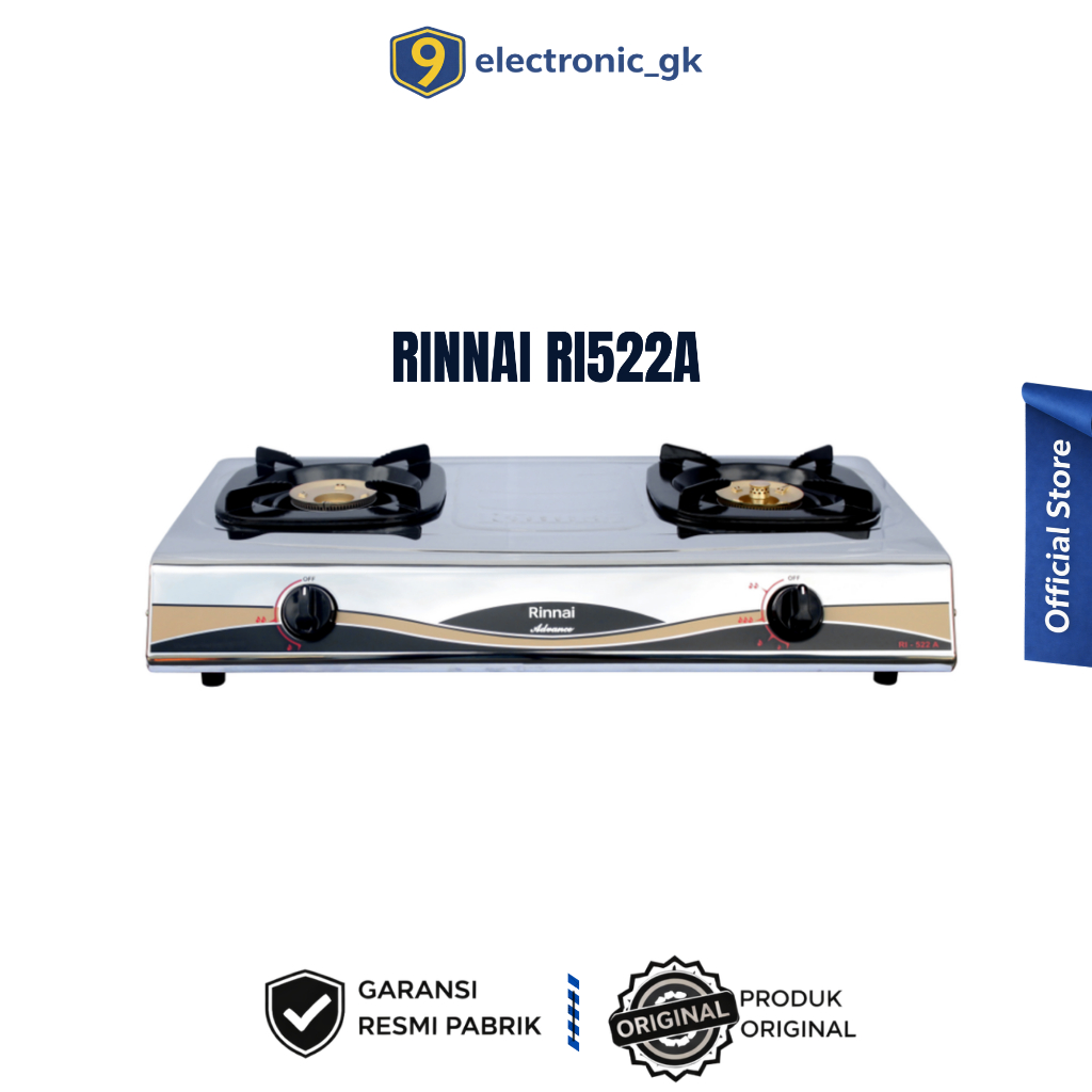 Kompor Rinnai 2 Tungku Api Besar Api Lilin RI 522 A