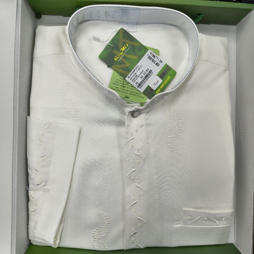 Size XL Baju Koko Almia MT Series Lengan Panjang Los Putih Natural
