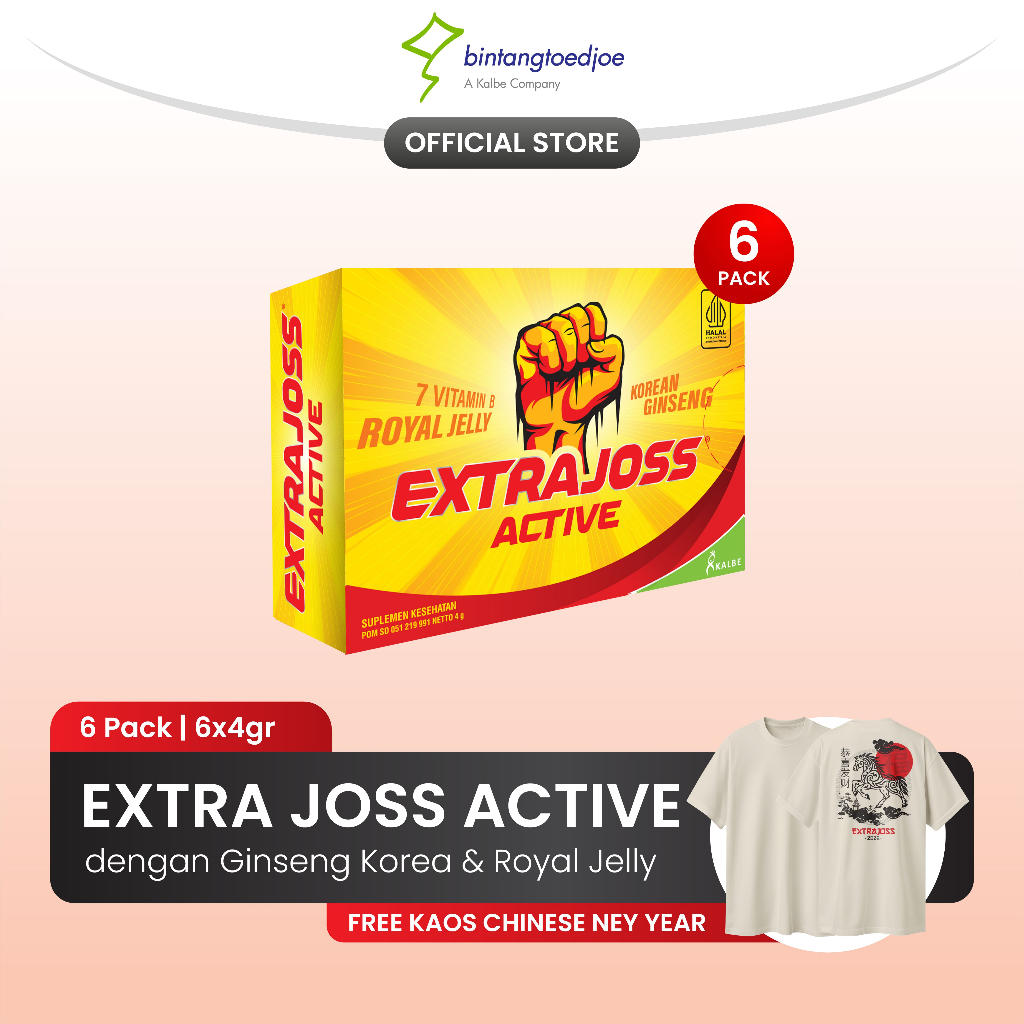 Extra Joss Active 6 Pack FREE Kaos CNY