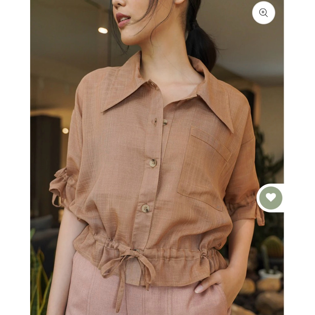 Maven Lana Top in Blue Morning Mist / Atasan Kemeja Wanita