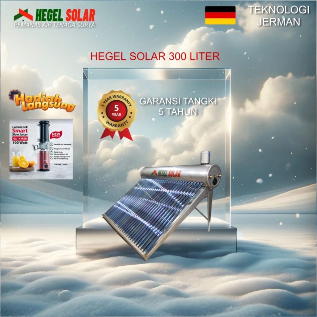 Water Heater Hegel Solar 300 Liter (Indirect System) Stainless Steel 304 - Pemanas Air - Water Heate