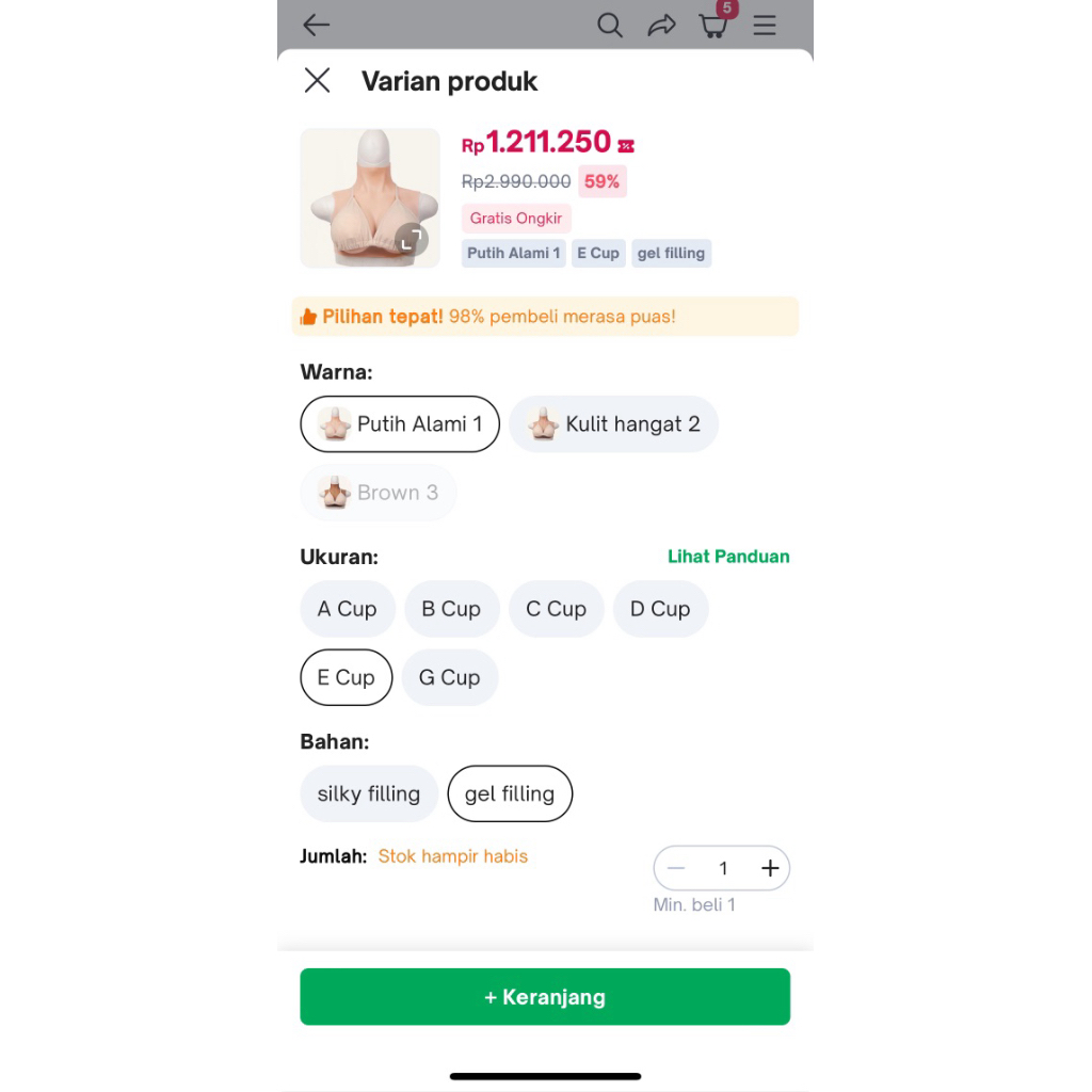 Preloved Fake Boobs Cup E